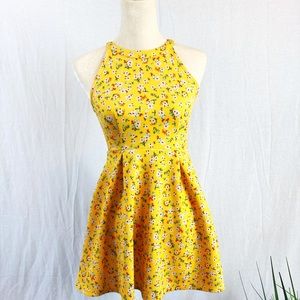 Girls yellow floral above knee dress